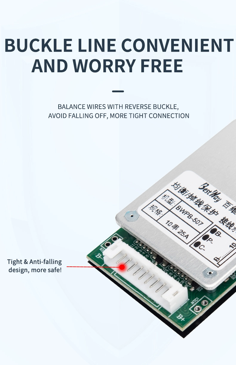 Bestway Battery Management System Li-ion 10s 36V 20A Separate Port BMS with Wires Dropped Protection for E-Bike